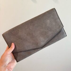 Cole Haan Grey Suede Envelope Clutch Bag